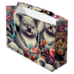 Vintage Cute Koala Painting Large Gift Bag