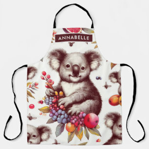 Vintage Cute Koala Painting Seamless Apron