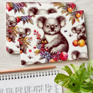 Vintage Cute Koala Painting Seamless Envelope