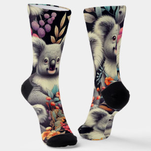 Vintage Cute Koala Painting Socks