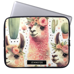 Vintage Cute Llama Watercolor Laptop Sleeve