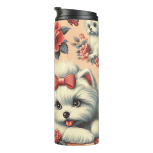 Vintage Cute Maltese Dog Thermal Tumbler