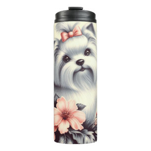 Vintage Cute Maltese Illustration Thermal Tumbler