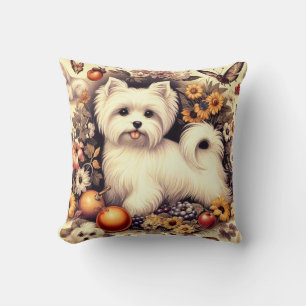 Vintage Cute Maltese Throw Pillow