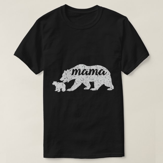 Vintage Cute Mama Bear And Cub  T-Shirt (Design Front)