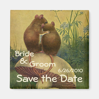 Vintage Cute Mice on a Mushroom, Save the Date! Magnet