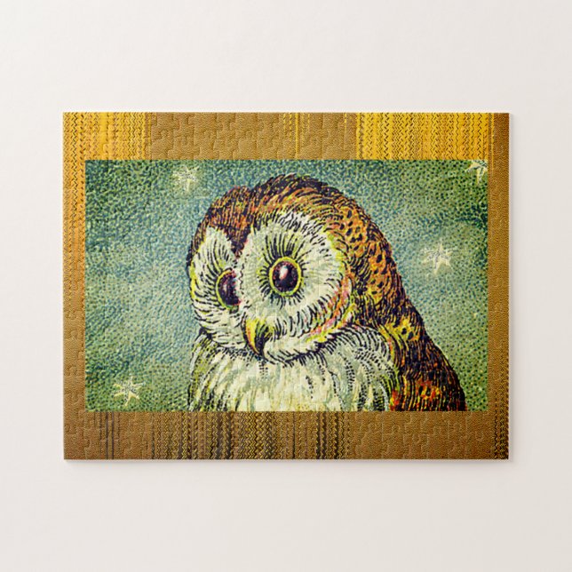 Vintage cute owl illustration jigsaw puzzle (Horizontal)