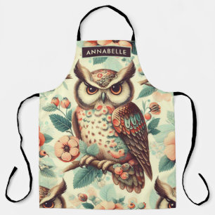 Vintage Cute Owl Pattern Apron