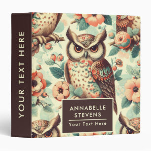 Vintage Cute Owl Pattern Binder