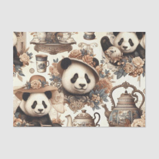 Vintage Cute Panda Seamless Painting Tissue Paper
