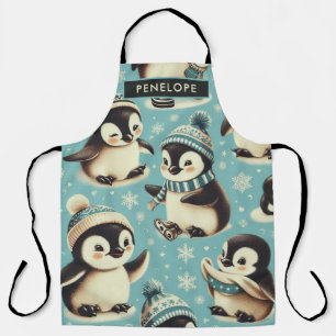 Vintage Cute Penguin Pattern Apron