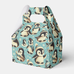Vintage Cute Penguin Pattern Favor Box
