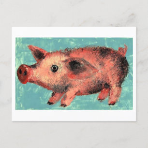 Vintage Cute Piglet Drawing/Illustration Postcard