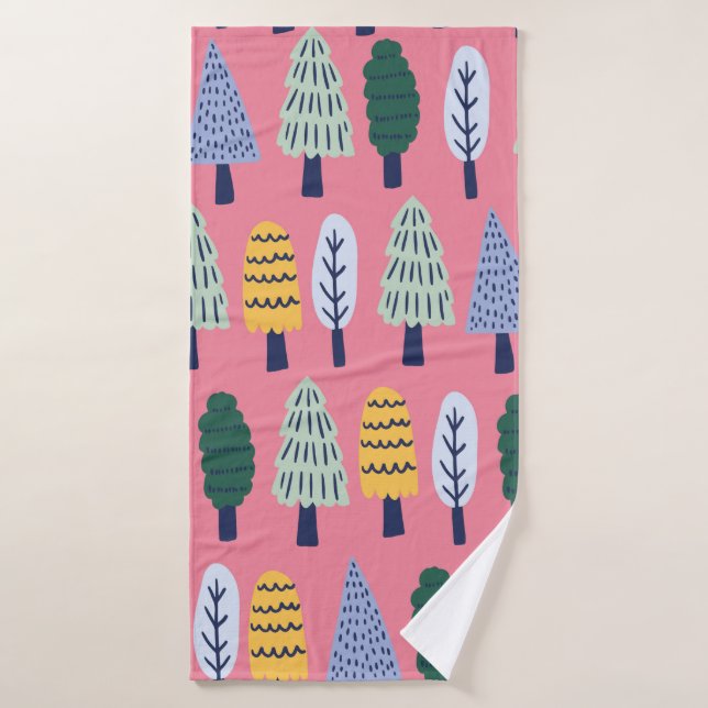vintage cute pine trees seamless pattern bath towel (Bath Towel)