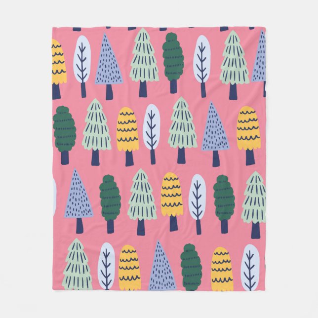 vintage cute pine trees seamless pattern fleece blanket (Front)