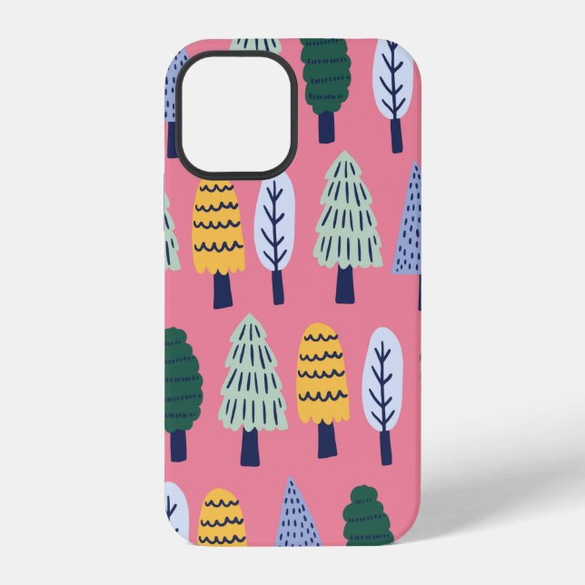 vintage cute pine trees seamless pattern iPhone case (Back)