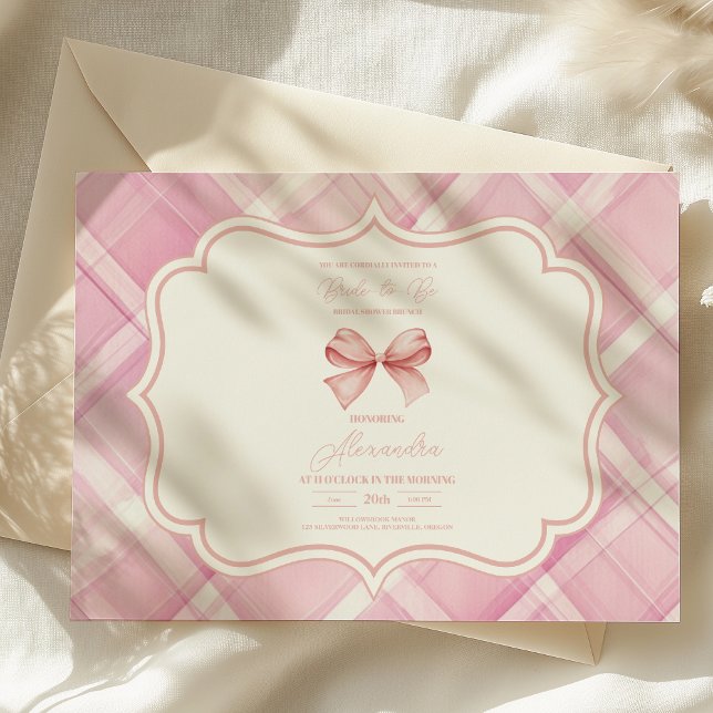 Vintage Cute Pink Bow Bridal Shower Invitation (Creator Uploaded)