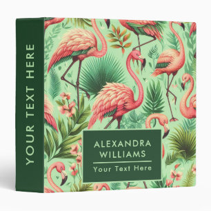 Vintage Cute Pink Flamingos Binder