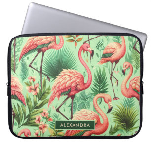 Vintage Cute Pink Flamingos Laptop Sleeve