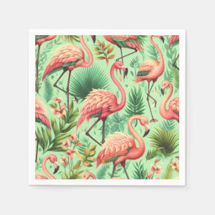 Vintage Cute Pink Flamingos Napkin