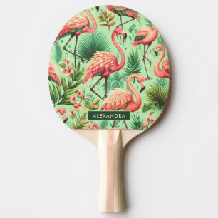 Vintage Cute Pink Flamingos Ping Pong Paddle