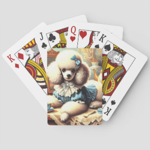 Vintage Cute Poodle Painting Playing Cards