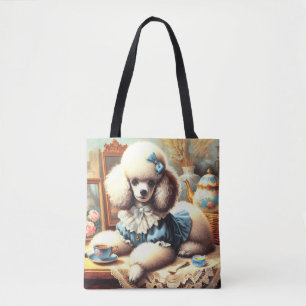 Vintage Cute Poodle Painting Tote Bag