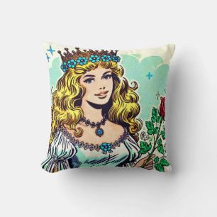 Vintage Cute Princess Comics Throw Pillow