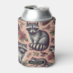 Vintage Cute Racoon Can Cooler