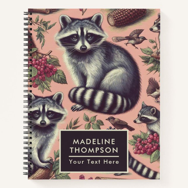 Vintage Cute Racoon Notebook (Front)