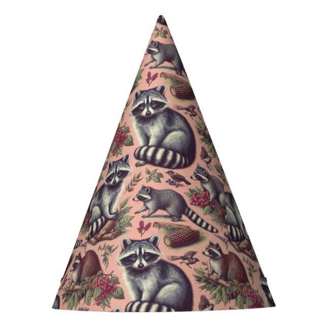 Vintage Cute Racoon Party Hat (Front)