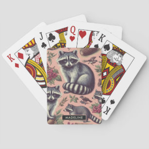 Vintage Cute Racoon Playing Cards