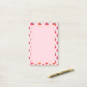 Vintage Cute Red Strawberries Girly Pink Pattern Post-it Notes