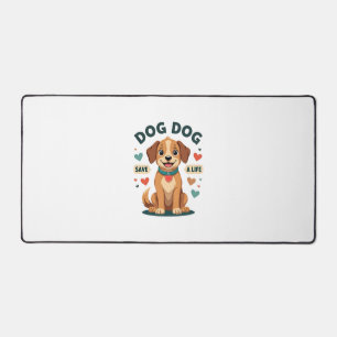 Vintage Cute Rescue Dog Save A Life Cartoon Puppy Desk Mat