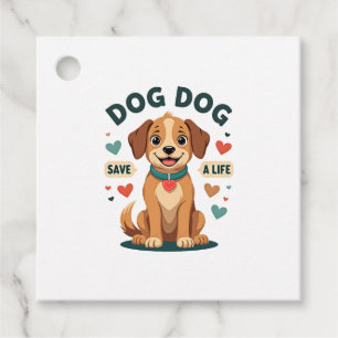Vintage Cute Rescue Dog Save A Life Cartoon Puppy  Favour Tags
