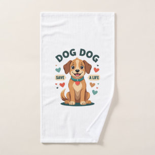 Vintage Cute Rescue Dog Save A Life Cartoon Puppy  Hand Towel