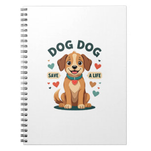 Vintage Cute Rescue Dog Save A Life Cartoon Puppy  Notebook