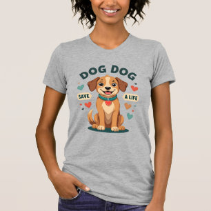 Vintage Cute Rescue Dog Save A Life Cartoon Puppy T-Shirt