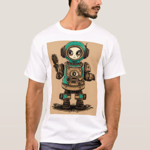 vintage cute robot radio cassette old dirty T-Shirt