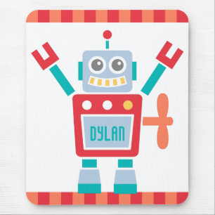 Vintage Cute Robot Toy For Kids Mouse Pad