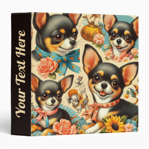Vintage Cute Seamless Chihuahua Binder