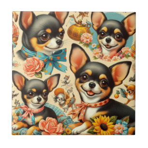 Vintage Cute Seamless Chihuahua Tile