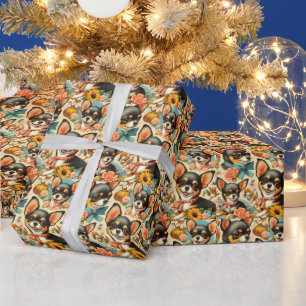 Vintage Cute Seamless Chihuahua  Wrapping Paper