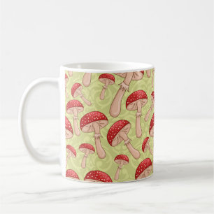 vintage cute seamless sketch amanita mushrooms bac coffee mug