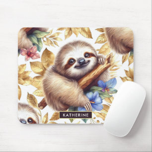 Vintage Cute Sloth Pattern Mouse Pad