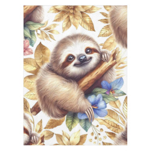 Vintage Cute Sloth Pattern Tablecloth