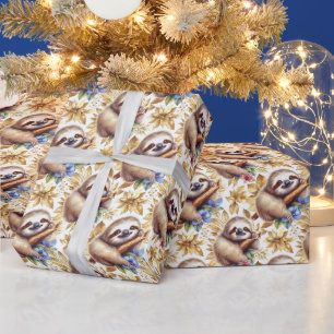 Vintage Cute Sloth Pattern Wrapping Paper