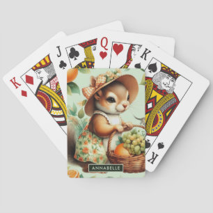 Vintage Cute Squirrel Painting Playing Cards
