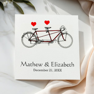 Vintage Cute Tandem Bicycle Custom Wedding Napkin