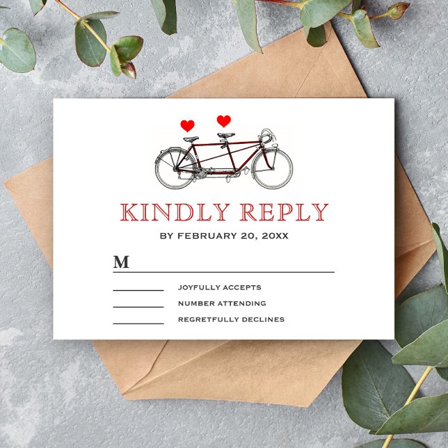 Vintage Cute Tandem Bicycle RSVP Card (Creator Uploaded)